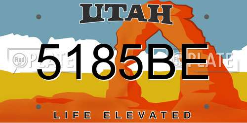5185BE Utah License Plate
