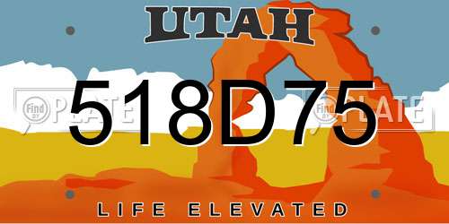 518D75 Utah License Plate