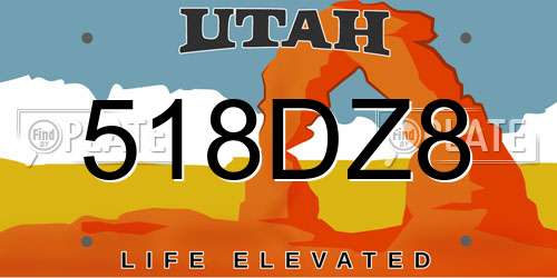 518DZ8 Utah License Plate