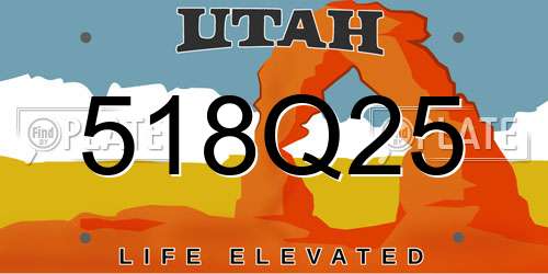 518Q25 Utah License Plate