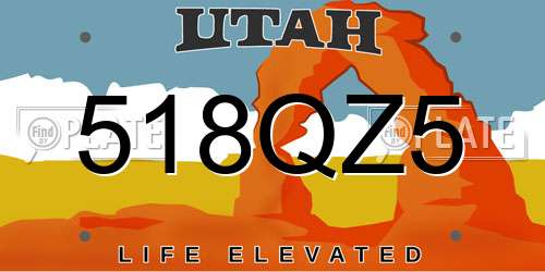 518QZ5 Utah License Plate