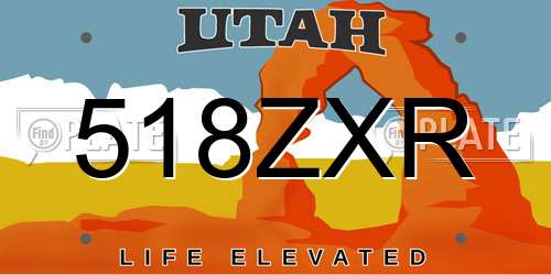 518ZXR Utah License Plate