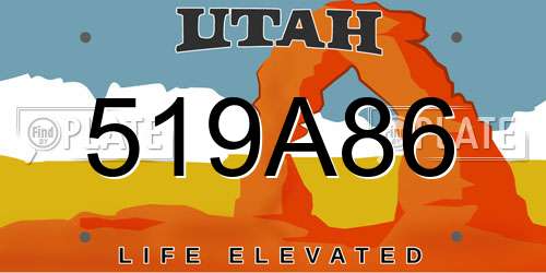 519A86 Utah License Plate