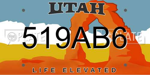 519AB6 Utah License Plate