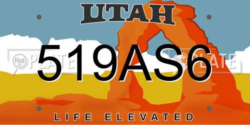 519AS6 Utah License Plate