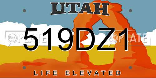 519DZ1 Utah License Plate