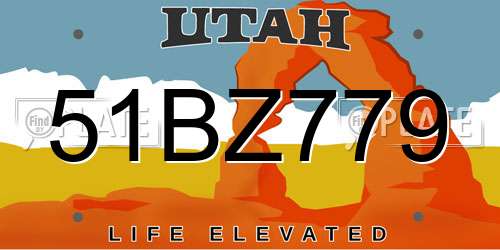 51BZ779 Utah License Plate