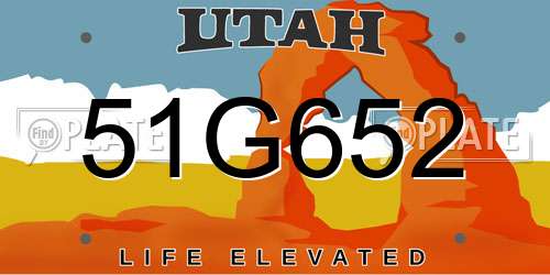 51G652 Utah License Plate