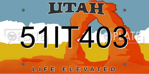51IT403 Utah License Plate