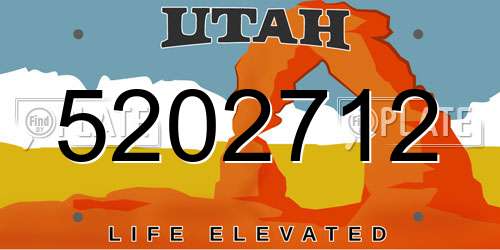 5202712 Utah License Plate