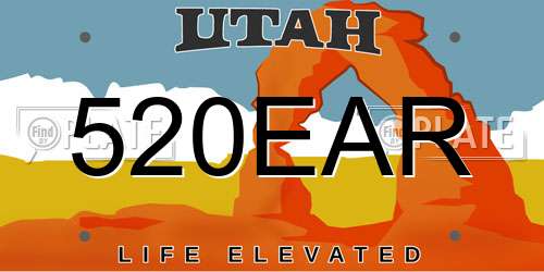 520EAR Utah License Plate