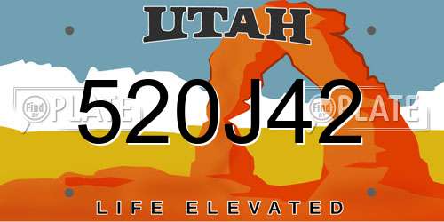 520J42 Utah License Plate