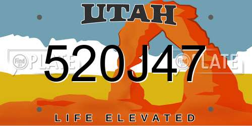 520J47 Utah License Plate