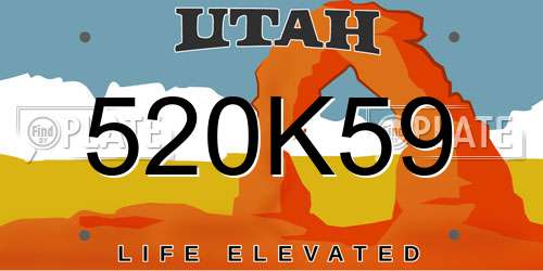 520K59 Utah License Plate