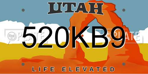 520KB9 Utah License Plate