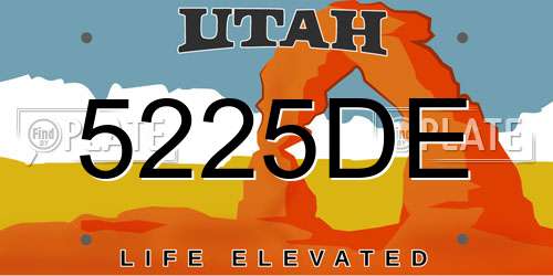 5225DE Utah License Plate