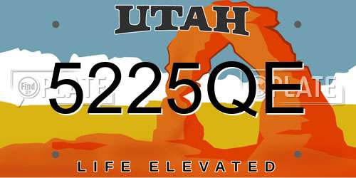 5225QE Utah License Plate