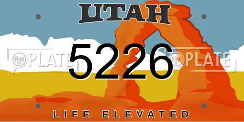 5226 Utah License Plate