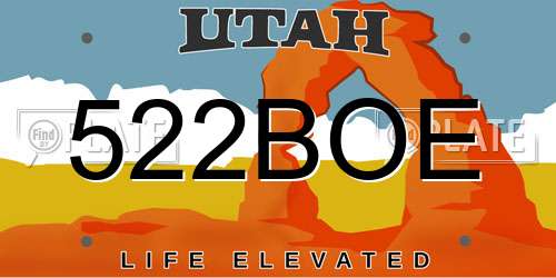 522BOE Utah License Plate