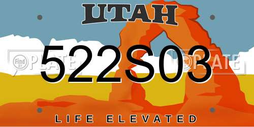 522S03 Utah License Plate