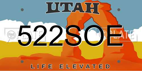 522SOE Utah License Plate