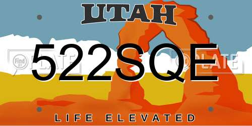 522SQE Utah License Plate