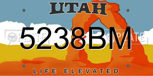 5238BM Utah License Plate