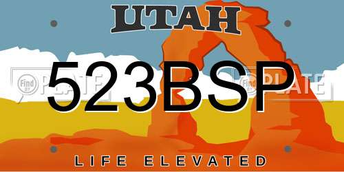 523BSP Utah License Plate