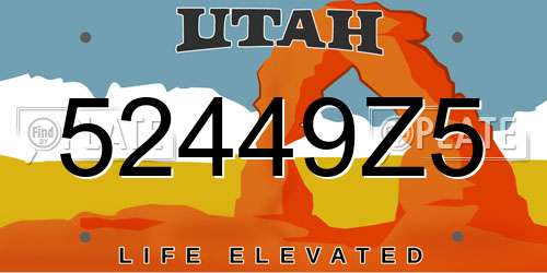 52449Z5 Utah License Plate