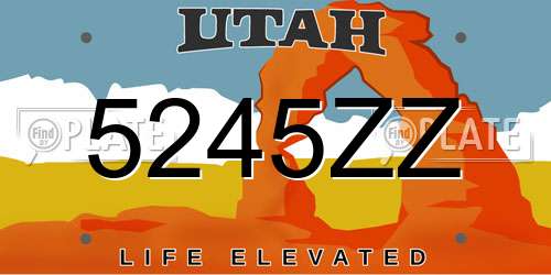 5245ZZ Utah License Plate