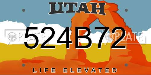 524B72 Utah License Plate