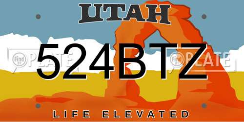 524BTZ Utah License Plate