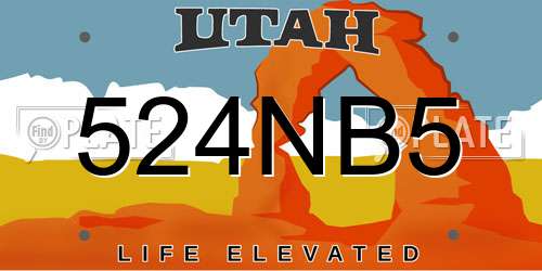 524NB5 Utah License Plate