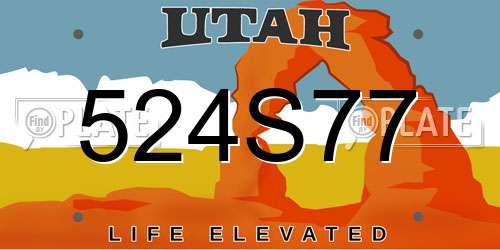 524S77 Utah License Plate