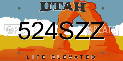 524SZZ Utah License Plate