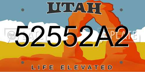 52552A2 Utah License Plate
