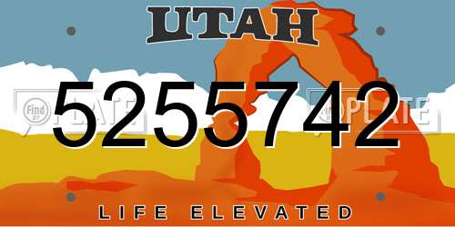 5255742 Utah License Plate