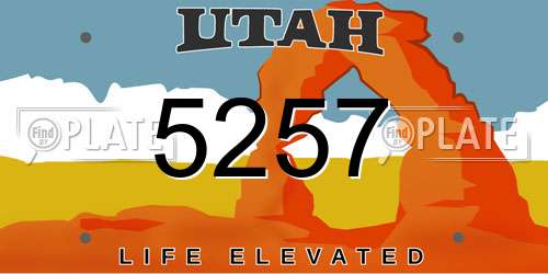 5257 Utah License Plate
