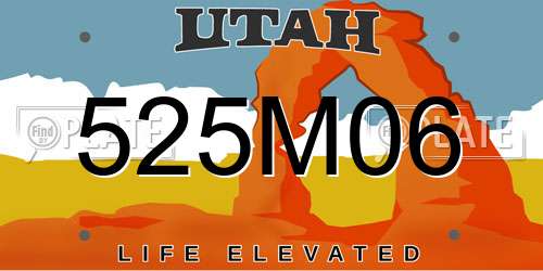 525M06 Utah License Plate