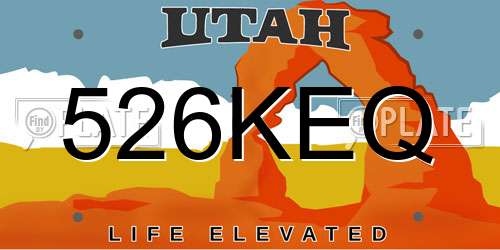 526KEQ Utah License Plate