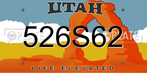 526S62 Utah License Plate