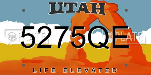 5275QE Utah License Plate