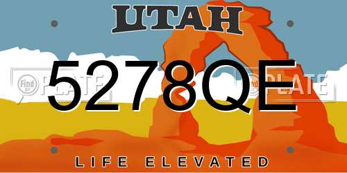 5278QE Utah License Plate