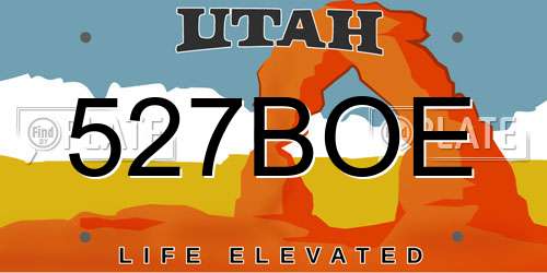 527BOE Utah License Plate