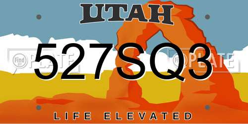 527SQ3 Utah License Plate