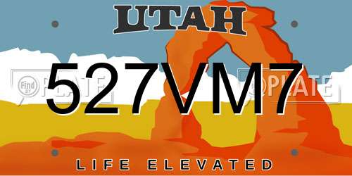 527VM7 Utah License Plate