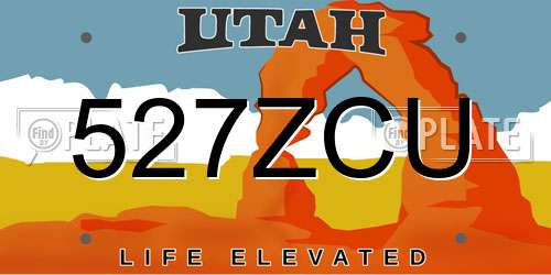 527ZCU Utah License Plate