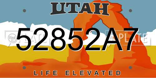 52852A7 Utah License Plate