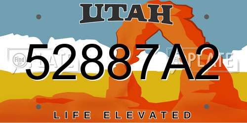 52887A2 Utah License Plate