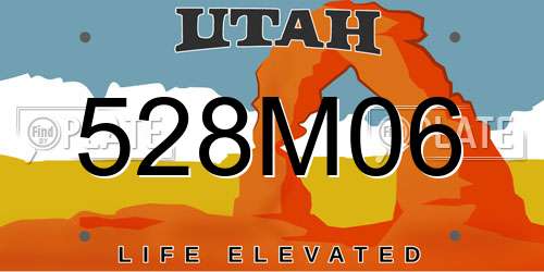 528M06 Utah License Plate